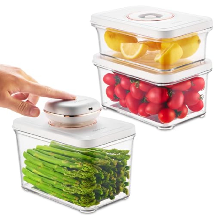 Meal Prep Vacuum Seal Containers - One-Touch Electric Vacuum Seal Food Storage