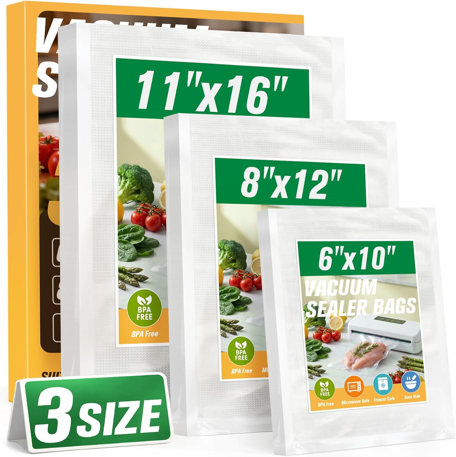 Meal Prep Bulking - Vacuum Sealer Bags 100 PCS, Precut