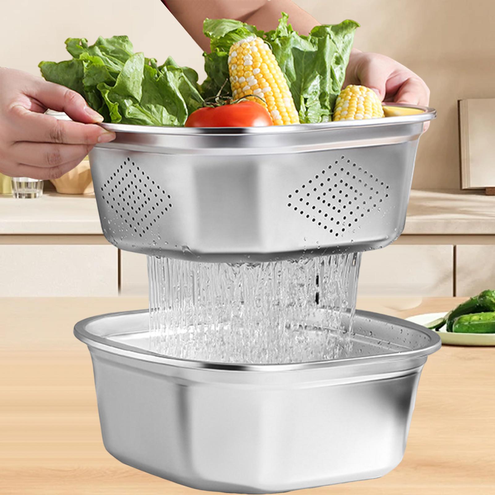 Meal Prep With Rice - Vegetable Washing Basket Stainless Steel Colander