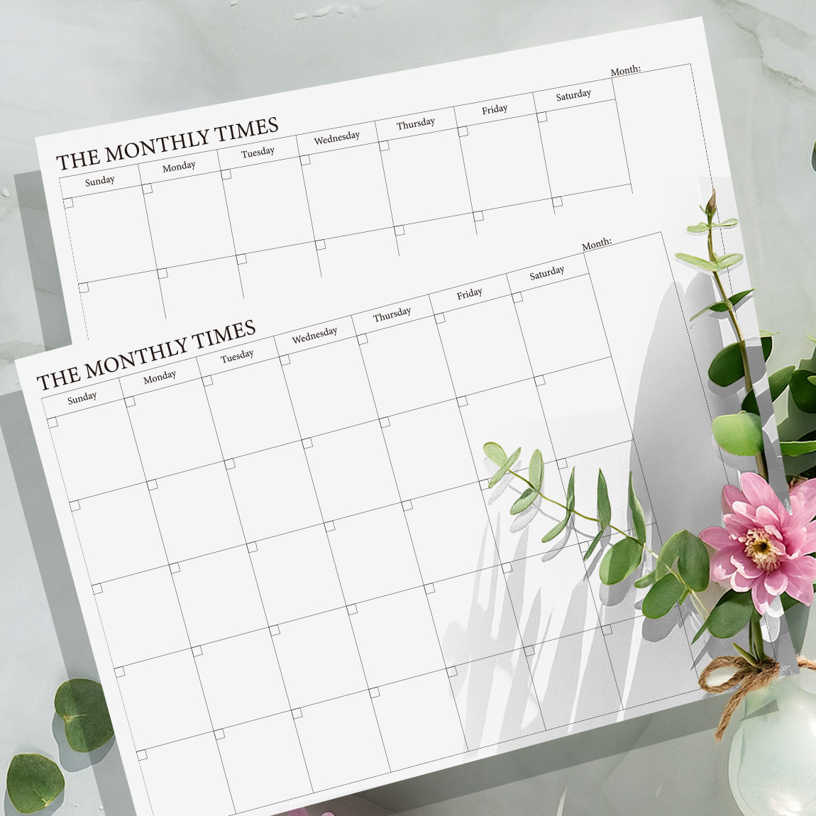 Meal Prep Weekly - 2 Pack Undated Monthly Planner Sheets,