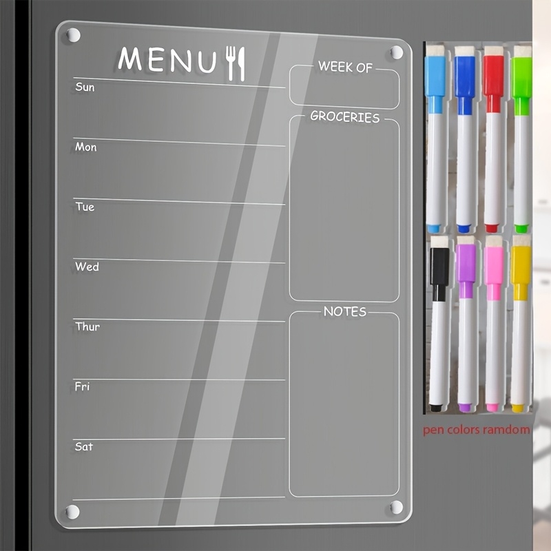 Meal Prep Weekly - Acrylic Menu Board for Kitchen Weekly
