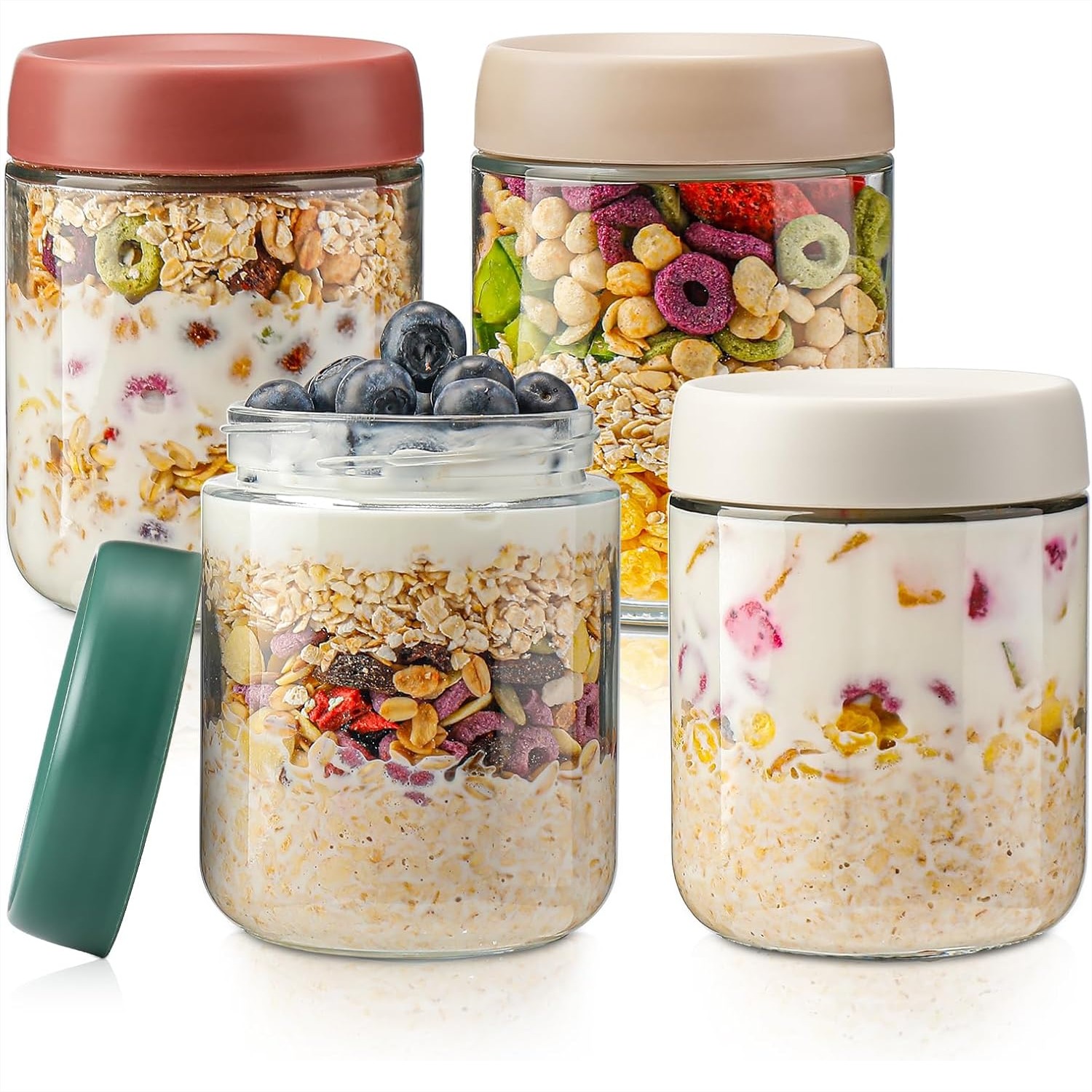 Meal Prep Chia Pudding - Glass Overnight Oats Containers with Lids,