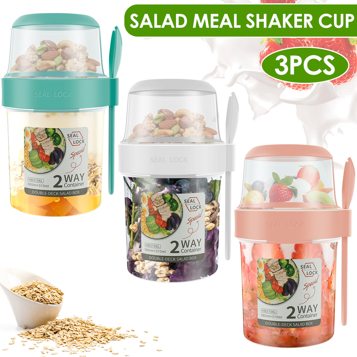 Meal Prep Chia Pudding - 3/2Pcs Double-layer Fresh-keeping Box Portable Cereal