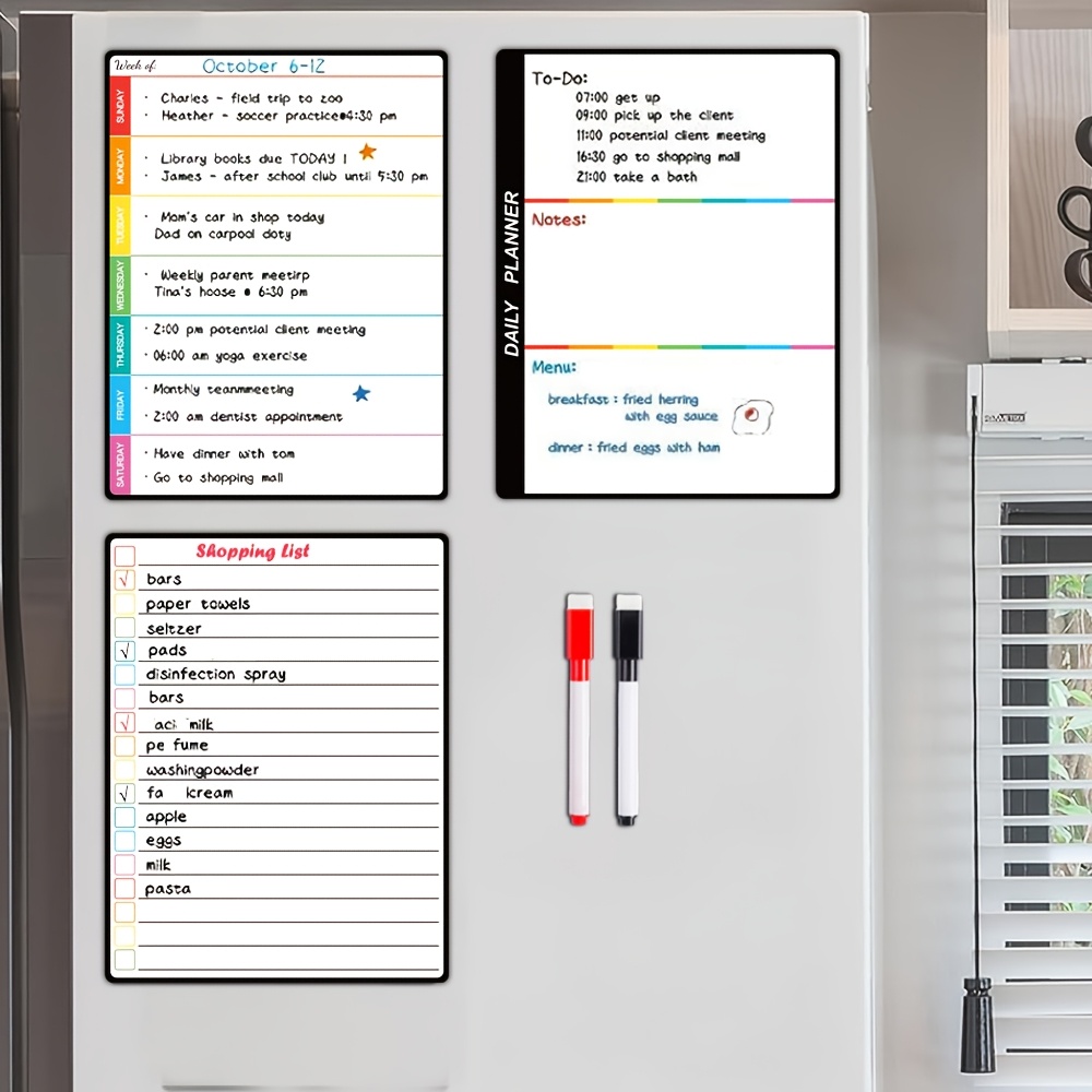 Meal Prep Weekly - 3pcs Magnetic Dry Erase Calendar Set