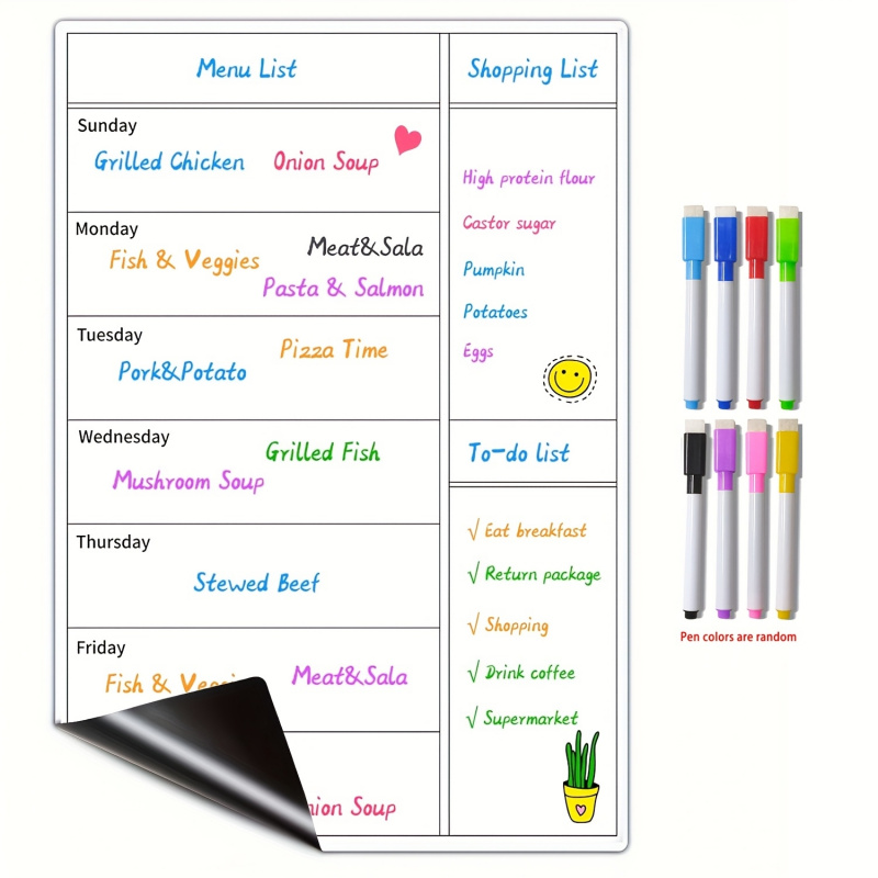 Meal Prep Weekly - Magnetic dry wipe refrigerator planner -