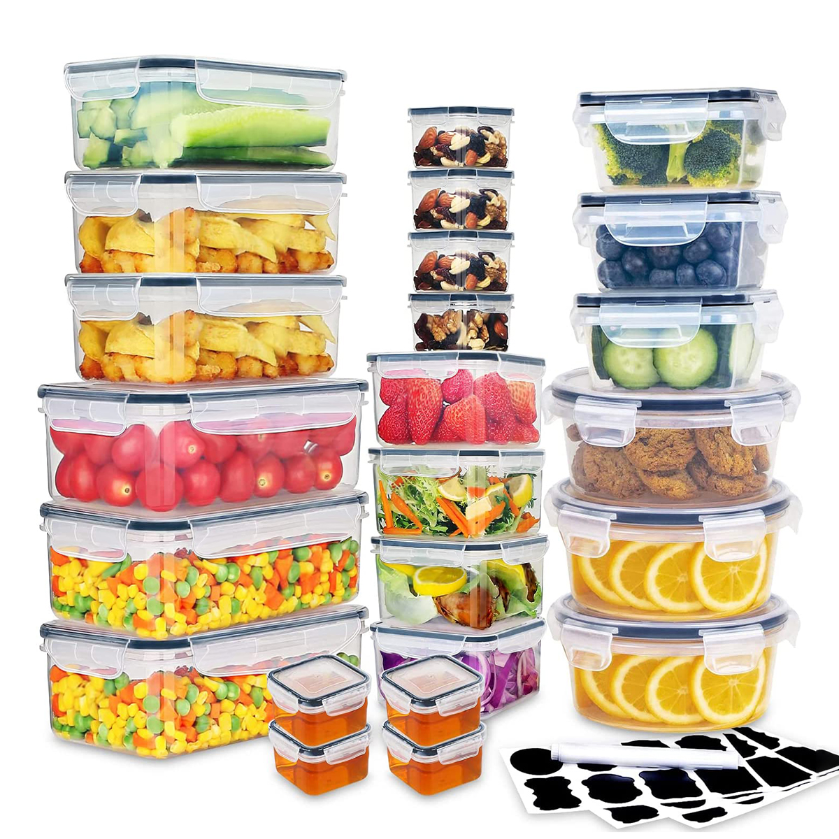 Meal Prep Weekly - 56PCS-Large Family-Size Multi-Size Food Storage Containers