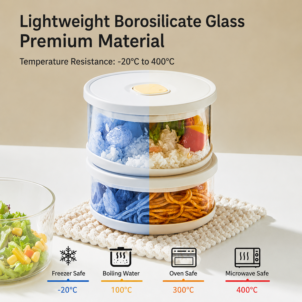 Glass Food Storage Container A - Meal Prep With Rice reseña y precio