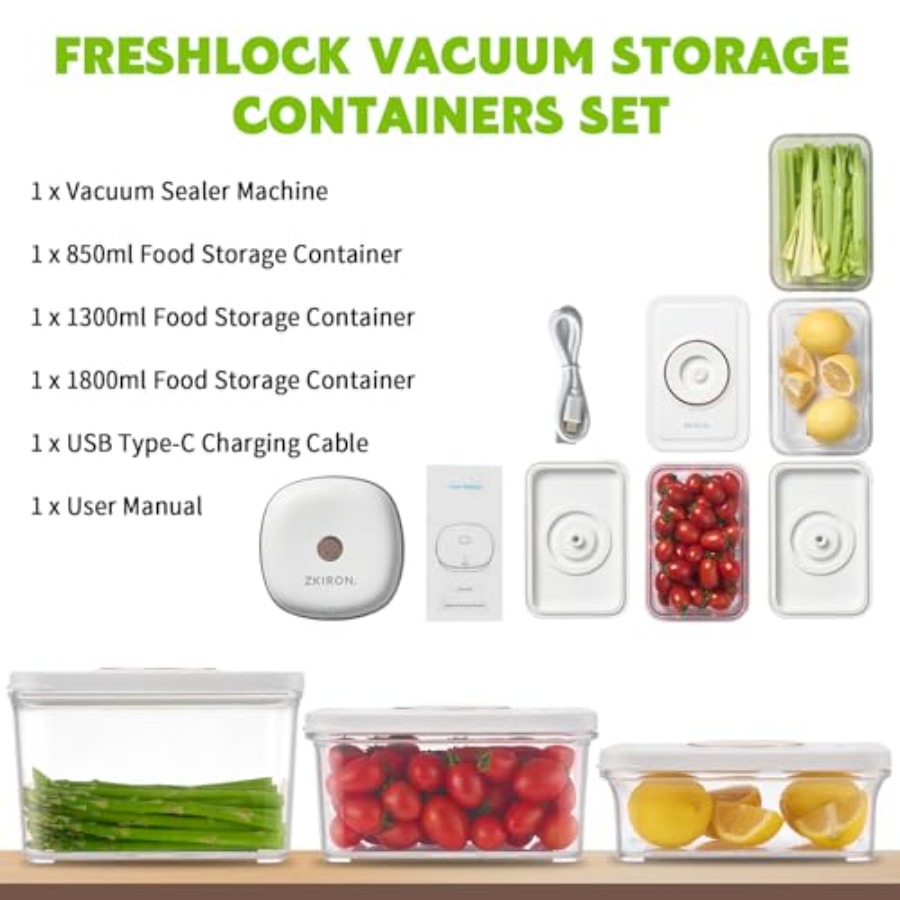 One-Touch Electric Vacuum Seal - Meal Prep Vacuum Seal Containers reseña y precio