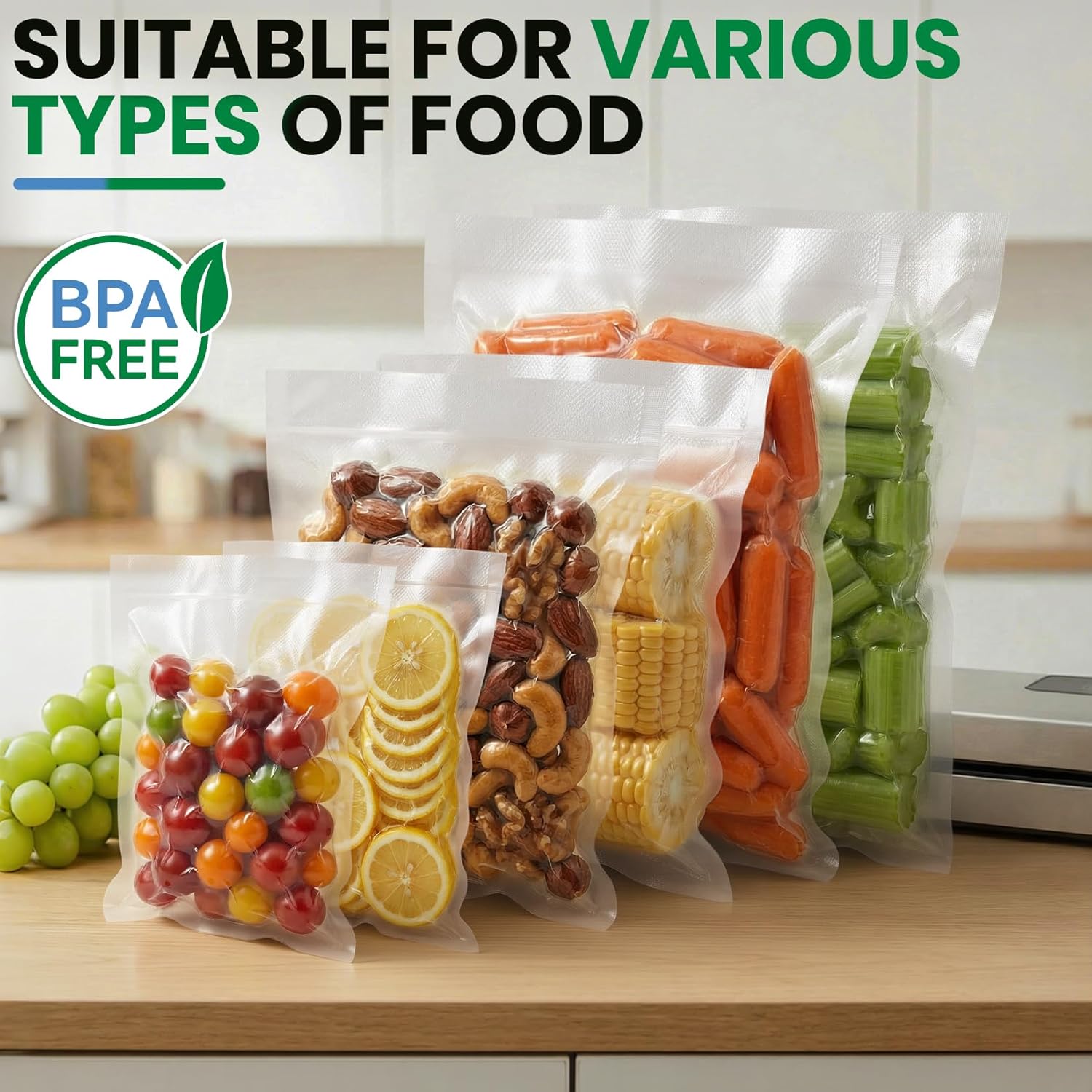 Vacuum Sealer Bags 100 PCS, Pr - Meal Prep Bulking reseña y precio