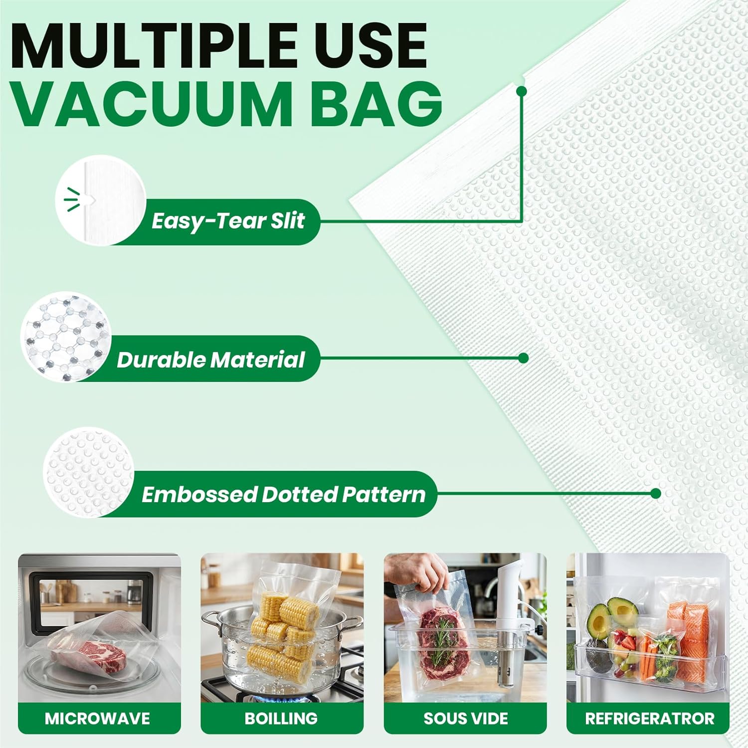 Vacuum Sealer Bags 100 PCS, Pr - Meal Prep Bulking reseña y precio