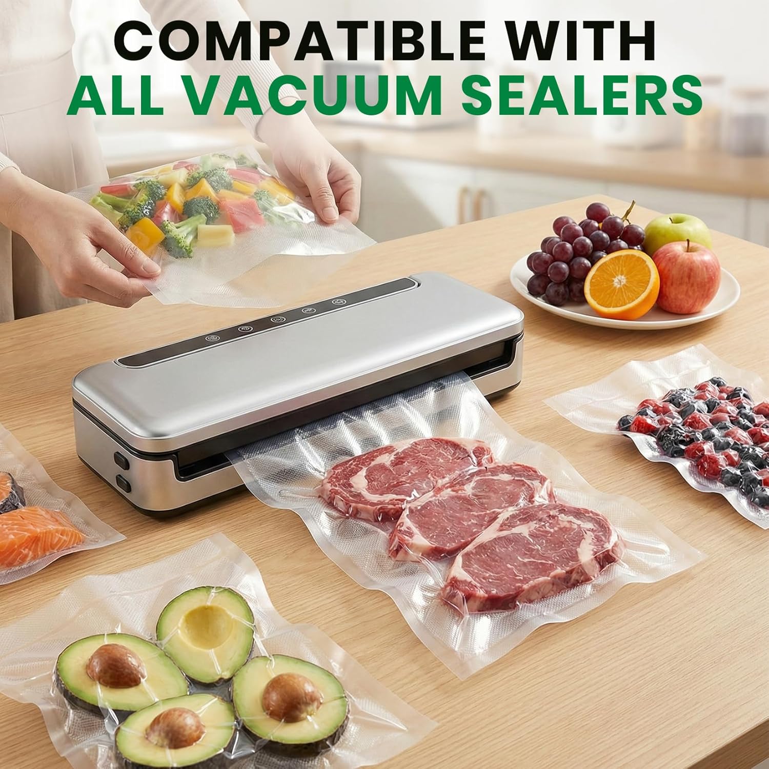 Vacuum Sealer Bags 100 PCS, Pr - Meal Prep Bulking reseña y precio