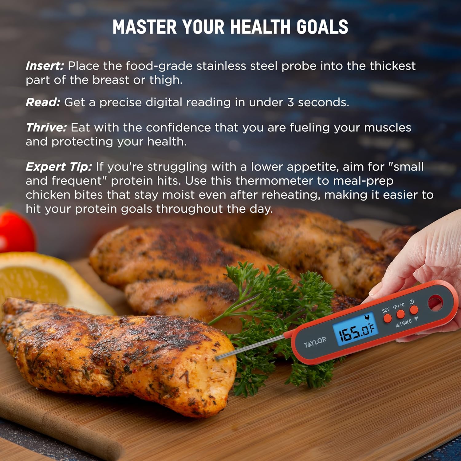 Digital Waterproof Meat Thermo - Meal Prep Chicken reseña y precio
