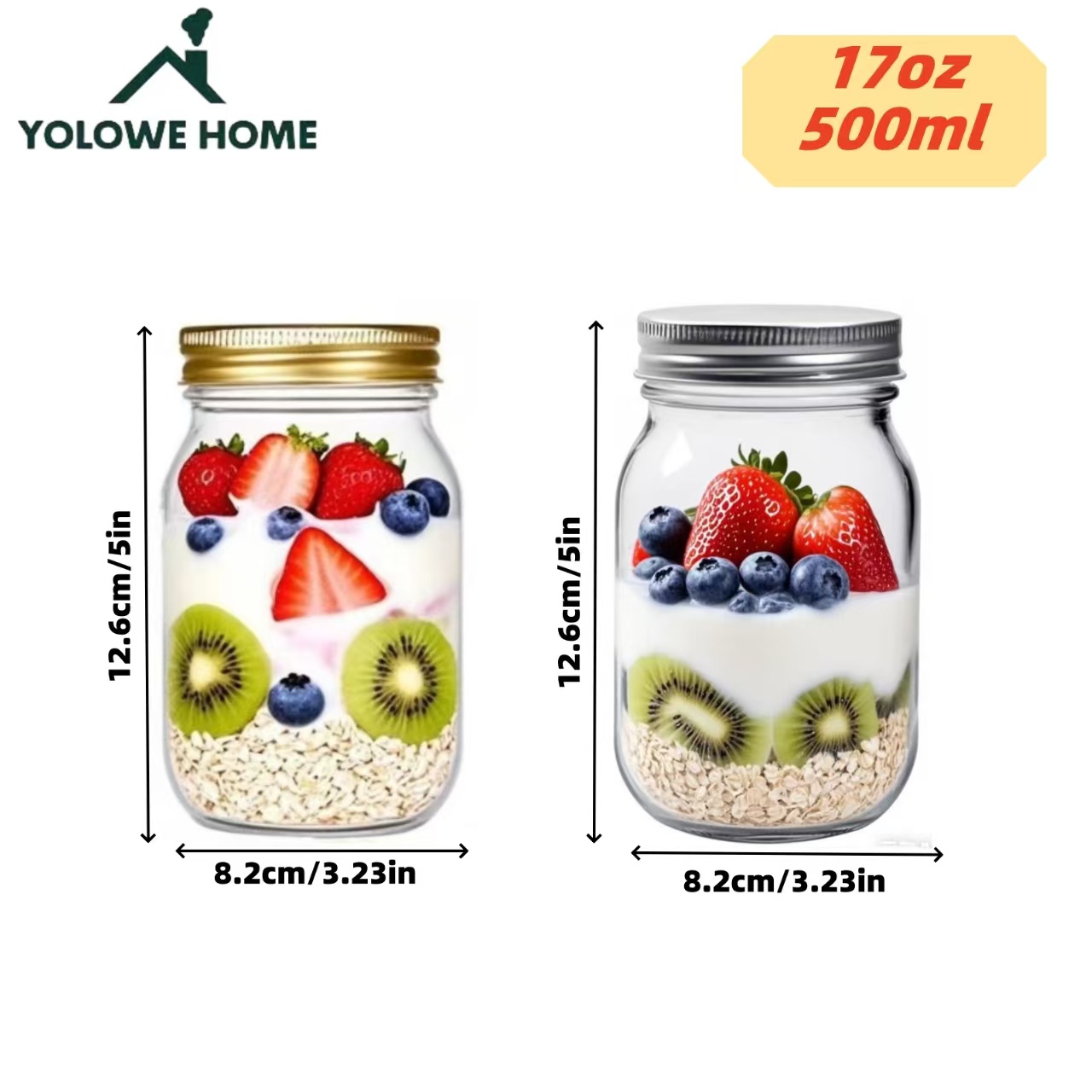 6Pcs, 12Pcs, 500Ml/16Oz, Glass - Meal Prep Chia Pudding reseña y precio