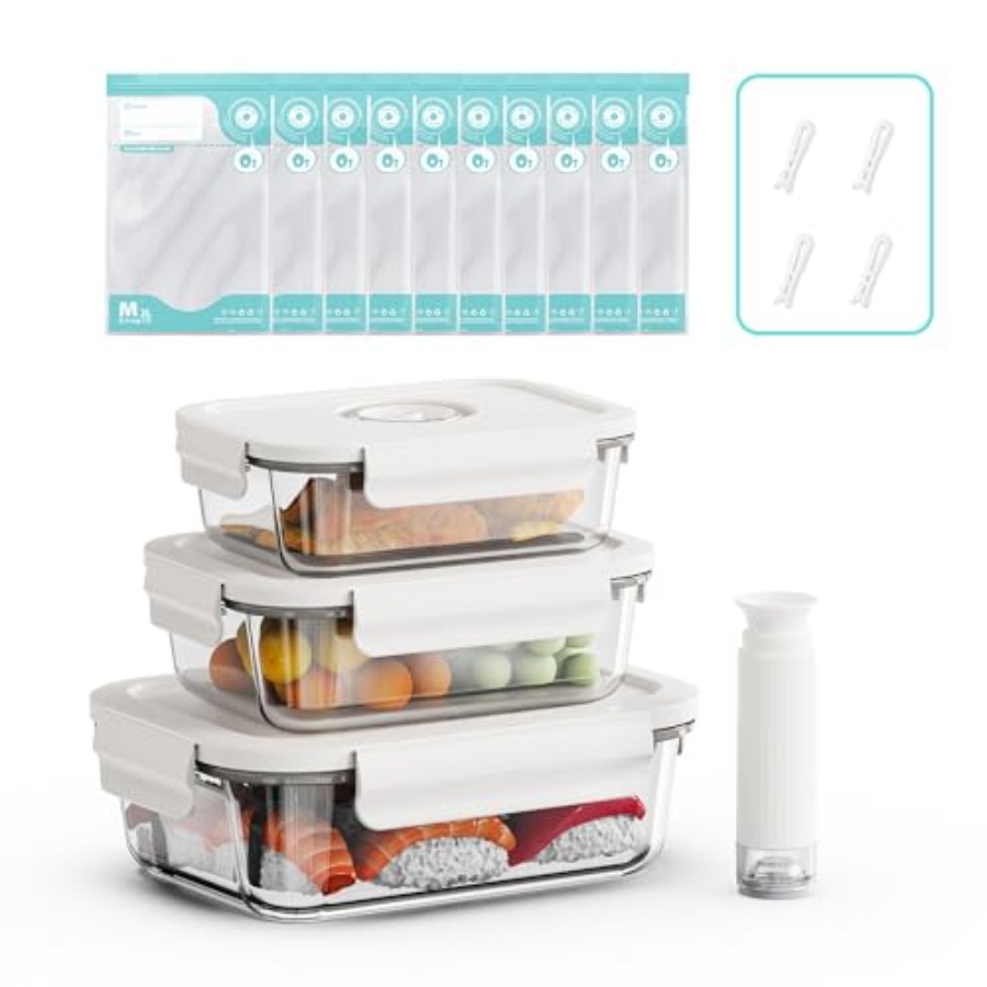 Vacuum Seal Glass Food Storage - Meal Prep Vacuum Seal Containers reseña y precio