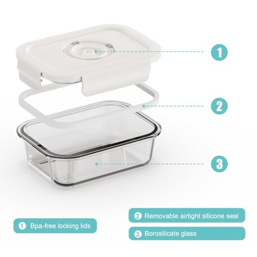 Vacuum Seal Glass Food Storage - Meal Prep Vacuum Seal Containers reseña y precio