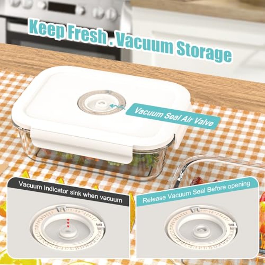 Vacuum Seal Glass Food Storage - Meal Prep Vacuum Seal Containers reseña y precio