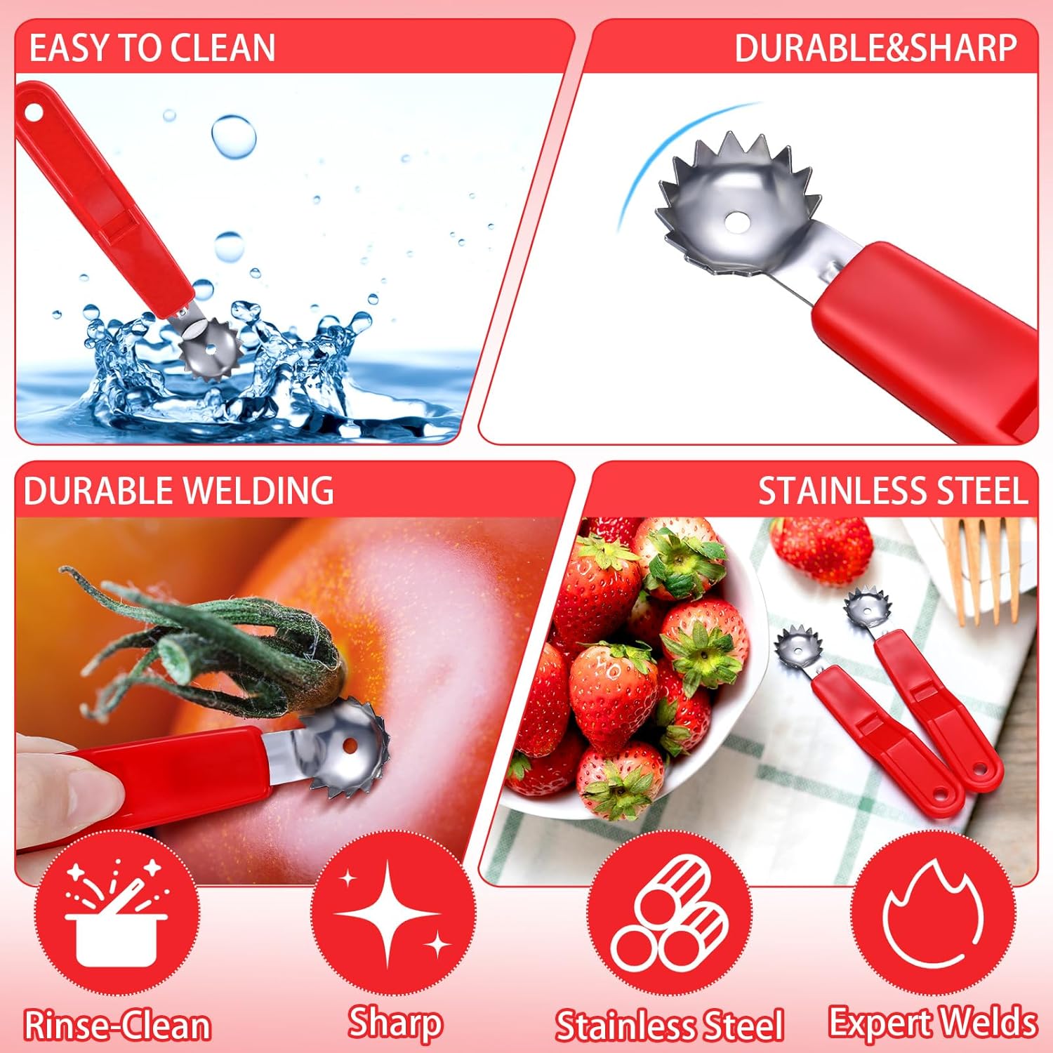 4 Pcs Tomato Corer Tool Strawb - Strawberry Huller reseña y precio