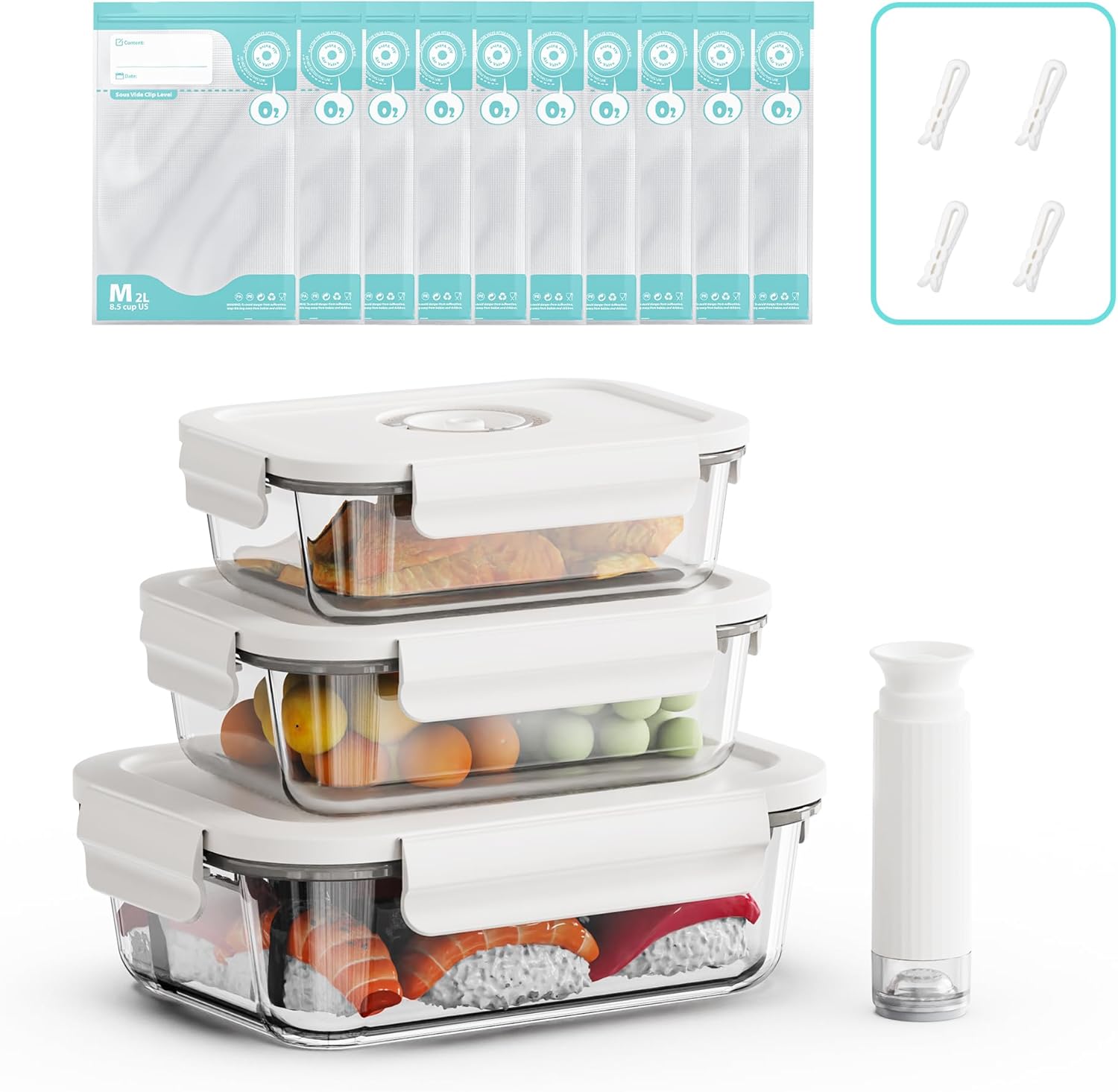 Vacuum Seal Glass Food Storage - Meal Prep Vacuum Seal Containers reseña y precio