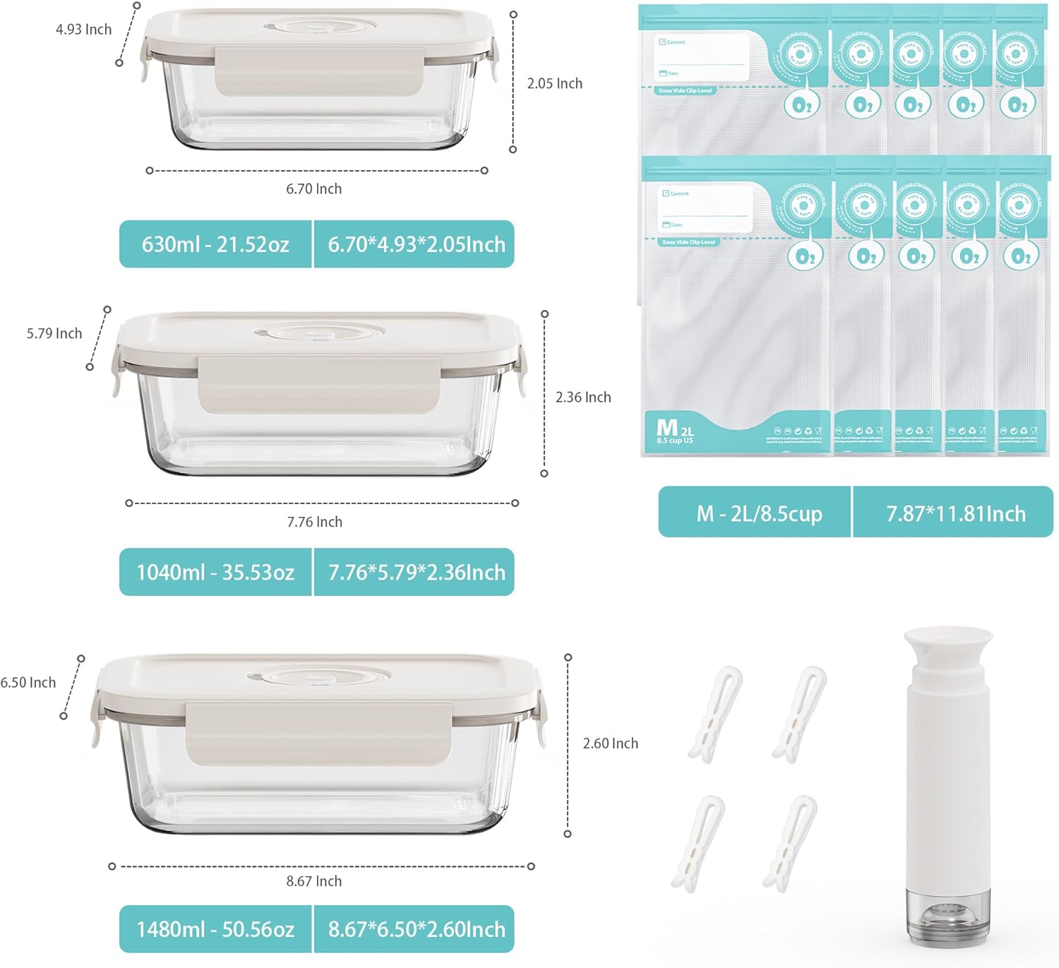 Vacuum Seal Glass Food Storage - Meal Prep Vacuum Seal Containers reseña y precio