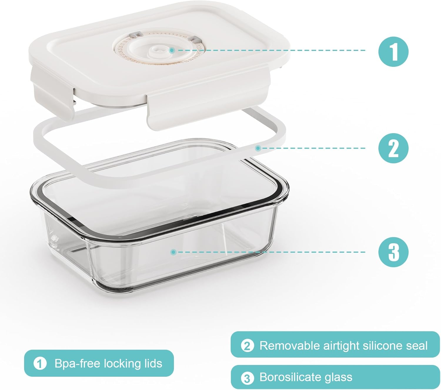 Vacuum Seal Glass Food Storage - Meal Prep Vacuum Seal Containers reseña y precio