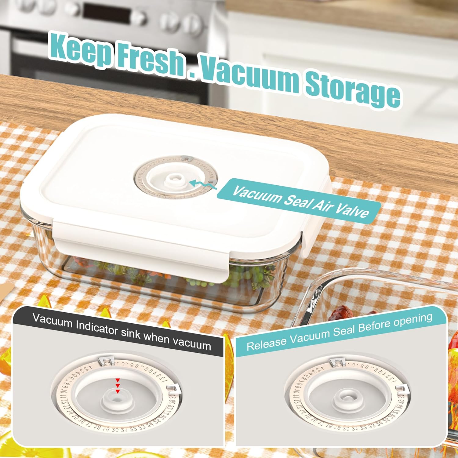 Vacuum Seal Glass Food Storage - Meal Prep Vacuum Seal Containers reseña y precio