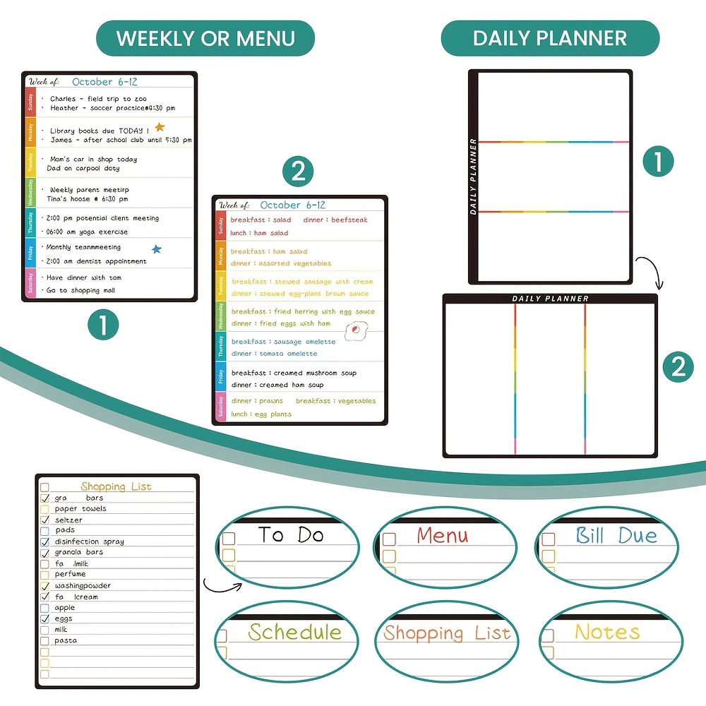 3pcs Magnetic Dry Erase Calend - Meal Prep Weekly reseña y precio