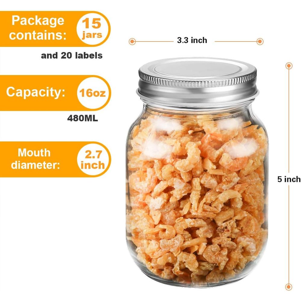 16 oz Mason Jars With Lids Reg - Meal Prep Bulking reseña y precio