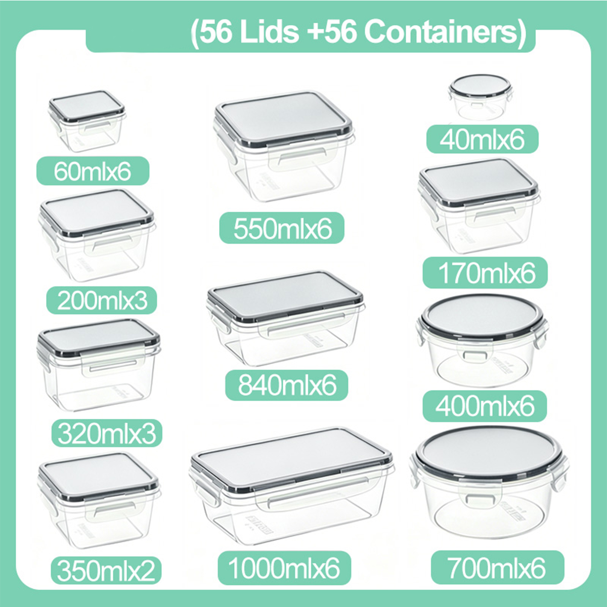 56PCS-Large Family-Size Multi- - Meal Prep Weekly reseña y precio